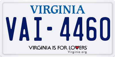 VA license plate VAI4460