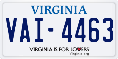 VA license plate VAI4463