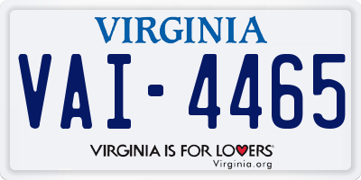 VA license plate VAI4465