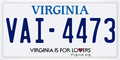 VA license plate VAI4473