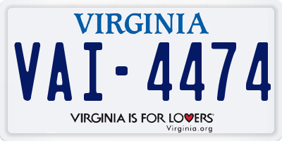 VA license plate VAI4474