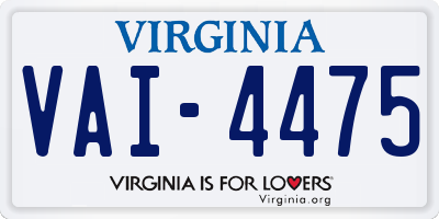 VA license plate VAI4475