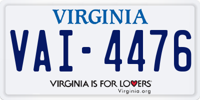 VA license plate VAI4476