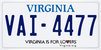 VA license plate VAI4477