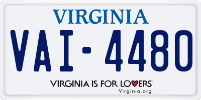 VA license plate VAI4480