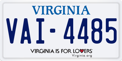 VA license plate VAI4485