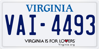 VA license plate VAI4493