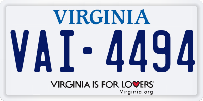 VA license plate VAI4494