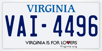 VA license plate VAI4496