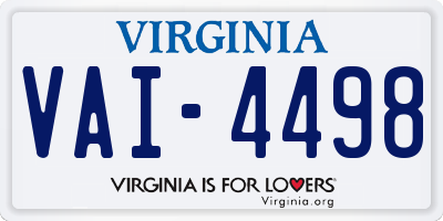 VA license plate VAI4498
