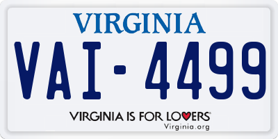 VA license plate VAI4499