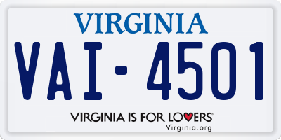VA license plate VAI4501