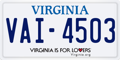 VA license plate VAI4503