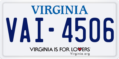 VA license plate VAI4506