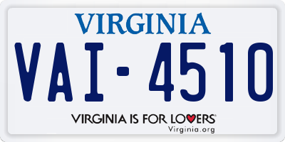 VA license plate VAI4510