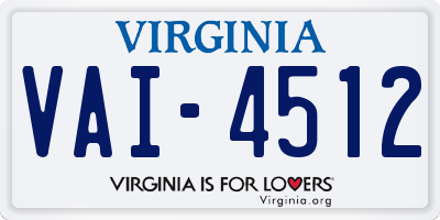 VA license plate VAI4512