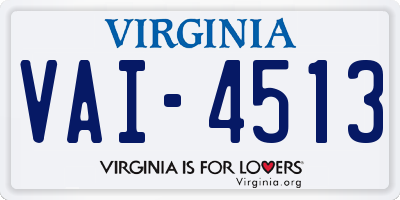 VA license plate VAI4513