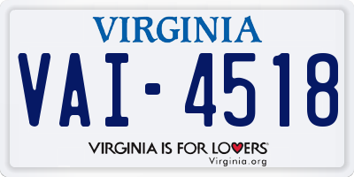 VA license plate VAI4518