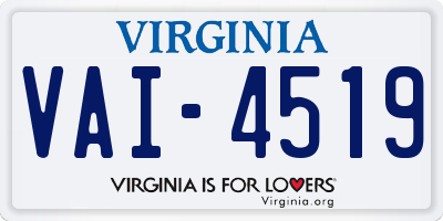 VA license plate VAI4519