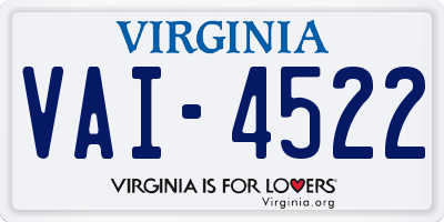 VA license plate VAI4522