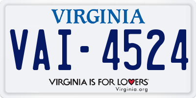 VA license plate VAI4524