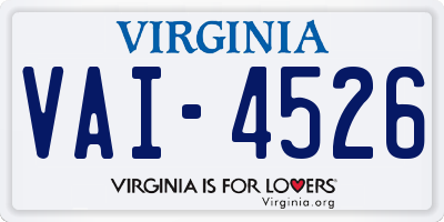 VA license plate VAI4526