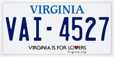 VA license plate VAI4527