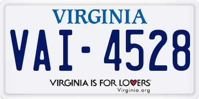 VA license plate VAI4528