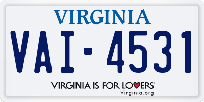 VA license plate VAI4531