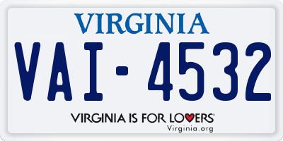 VA license plate VAI4532