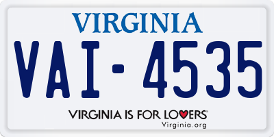 VA license plate VAI4535