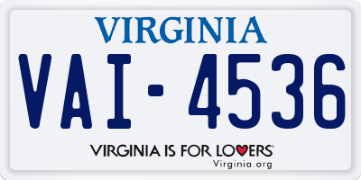 VA license plate VAI4536