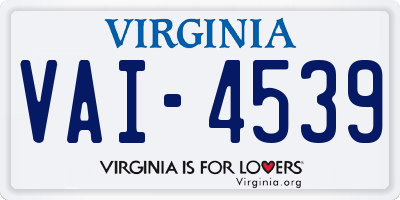 VA license plate VAI4539