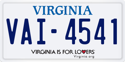 VA license plate VAI4541