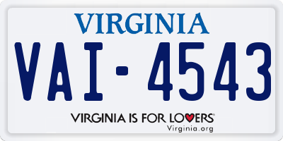 VA license plate VAI4543