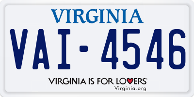 VA license plate VAI4546