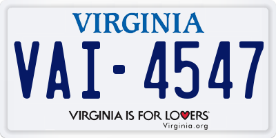 VA license plate VAI4547