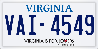 VA license plate VAI4549