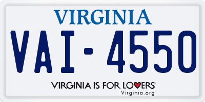 VA license plate VAI4550
