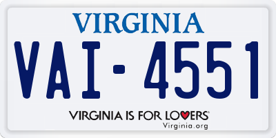 VA license plate VAI4551