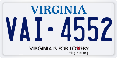 VA license plate VAI4552
