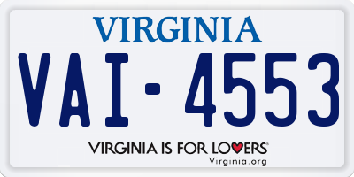 VA license plate VAI4553