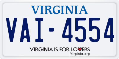 VA license plate VAI4554