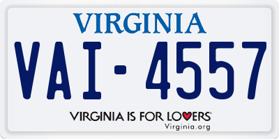 VA license plate VAI4557