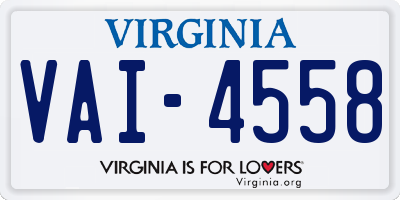 VA license plate VAI4558