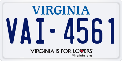 VA license plate VAI4561