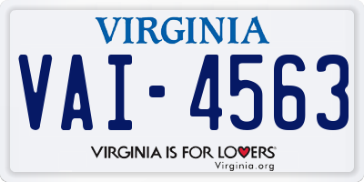 VA license plate VAI4563