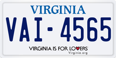 VA license plate VAI4565