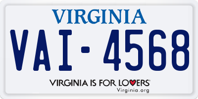 VA license plate VAI4568
