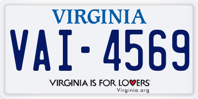 VA license plate VAI4569